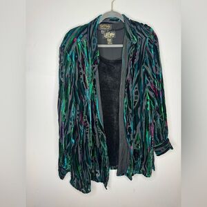 Vintage Bob Mackie Multicolor Velvet Blazer Set 2X w/Pants